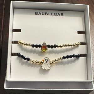 BaubleBar Gold and Black Ghost Charm Bracelet Duo